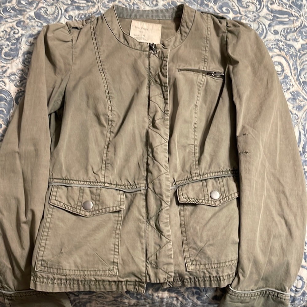 Free People Utility Jacket Size 4 Green Vintage